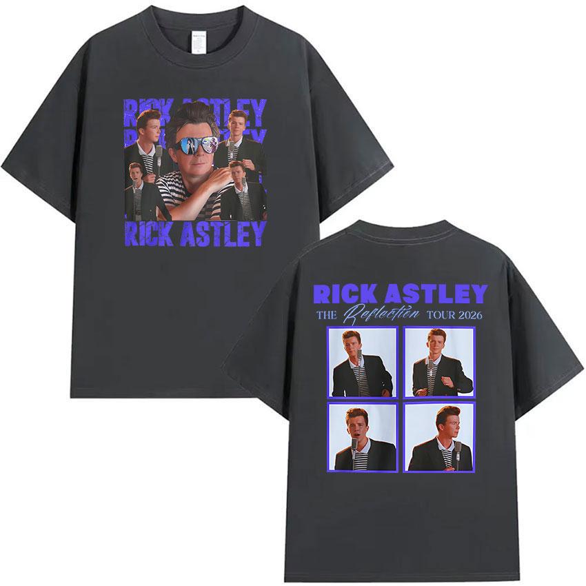 Rick Astley The Reflection Tour 2026 Magliette Grafiche Unisex Vintage Cotone Oversize Maglietta Estiva Abbigliamento Alta Qualità Maglietta