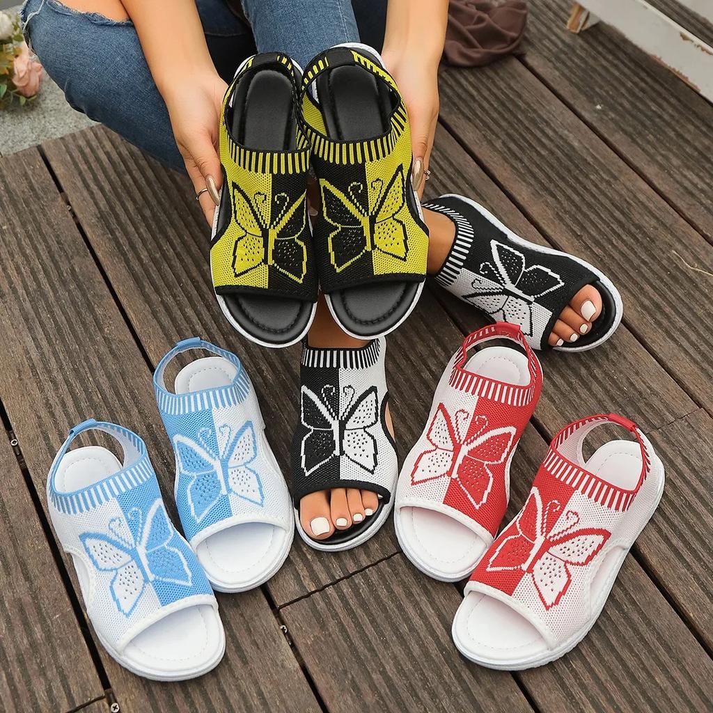 Mode Damen Sandalen Sommer Lässige Peeptoe Sandalen Mesh Mode Keile Schmetterling Rutschfest Outdoor Atmungsaktiv Sport Sandalen Sneaker