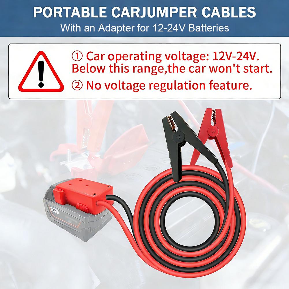 18V Battery Adapter Jump Starter, Anti-Spark Jumper Cable Clamps, Emergency Car Battery Booster for Dead Vehicle