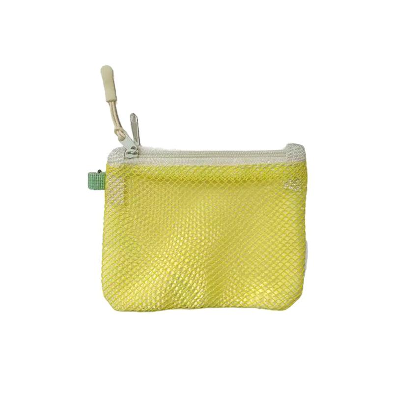

New Travel Makeup Storage Bags Mesh Coin Purse Simple Portable Mini Bag Multi-Purpose Square Bag Double-Layer Zipper Card Holder жёлтый