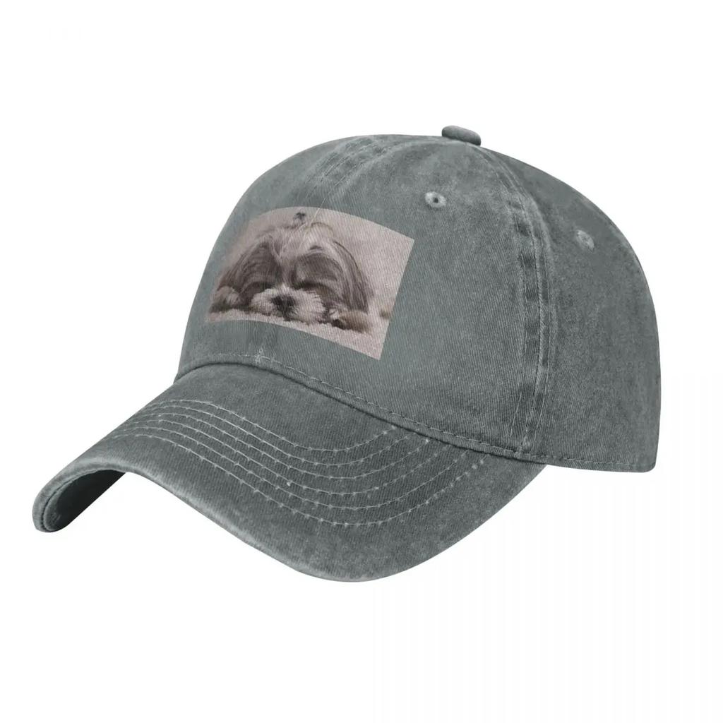 Shih Tzu Sleeping Baseball Caps Fashion Denim Hats Outdoor Adjustable Casquette Sports Baseball Cowboy Hat for Unisex Women