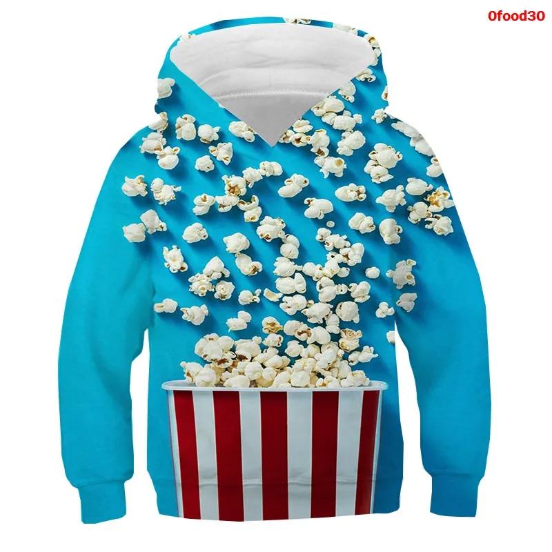 Frühling Herbst Popcorn Hoodies Kinder Macaron Print Jungen Mädchen Trainingsanzug Pommes Süßigkeiten Lustige Kleidung Obst 3D Druck Pullover Kinder Sweatshirts