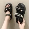 Fashion Sandal Open Toe Pearl Ladies Shoes Wholesale 2025 Trend On Sale Luxury Footwear Pvc Chic and Elegant Asian Size Women's Sandals