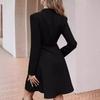 European And American Spring And Autumn Women'S Solid Color Double Breasted Long Sleeved Windbreaker, Fashionable Slim Fit Jacket