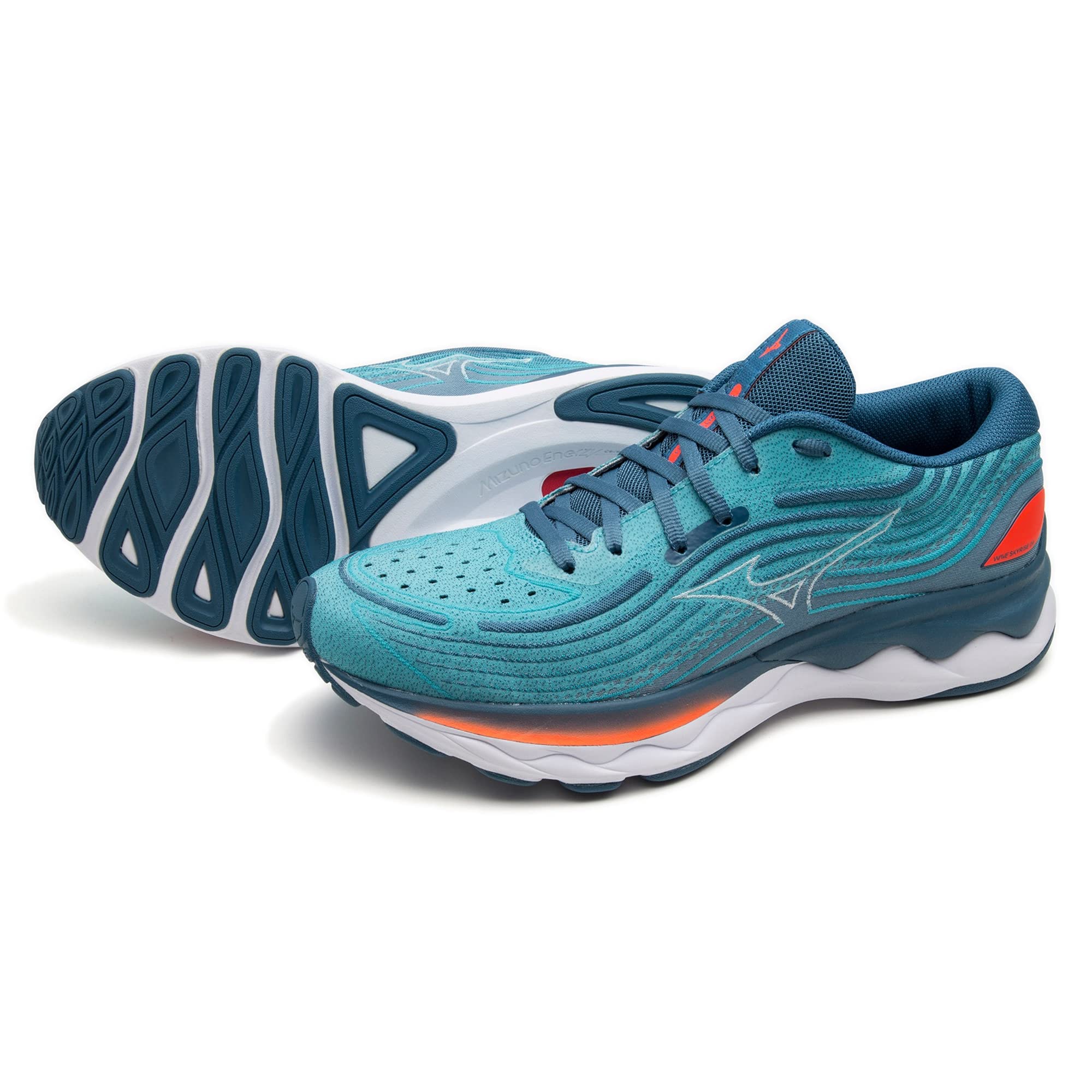 

Mizuno Wave Skyrise 4 Running Shoes for 2E Men, Blue/Gray/Orange, 28.5 cm,