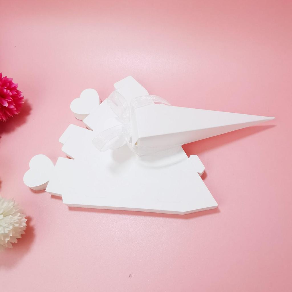 Caixa de Doces em Formato de Coração e Cone para Lembrancinhas de Casamento, Pequena Caixa de Presente, Design de Sorvete