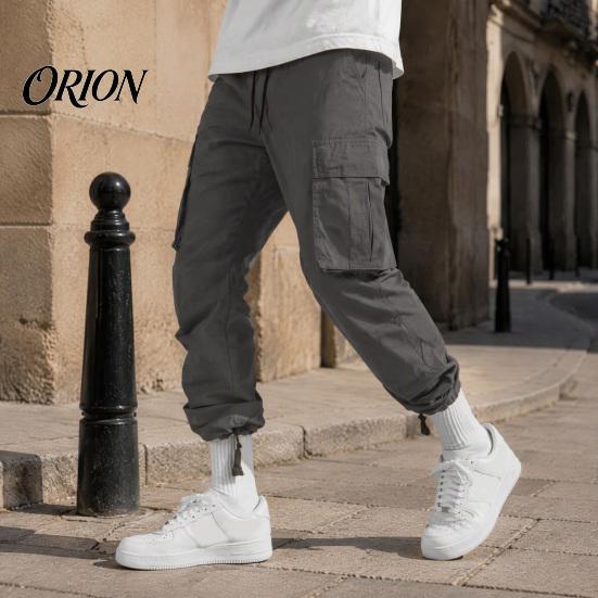 Weiche Hautfreundliche Lounge-Hose Herren Cargohose, Lockere Passform Jogginghose mit Verstellbarem Kordelzug Stylischer Hip-Hop-inspirierter Bündchen, Mehrere Taschen,