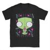 Herren Invader Zim T-Shirt Reine Baumwolle Kleidung Humorvolles Kurzarm Rundhals T-Shirt Bedruckte T-Shirts