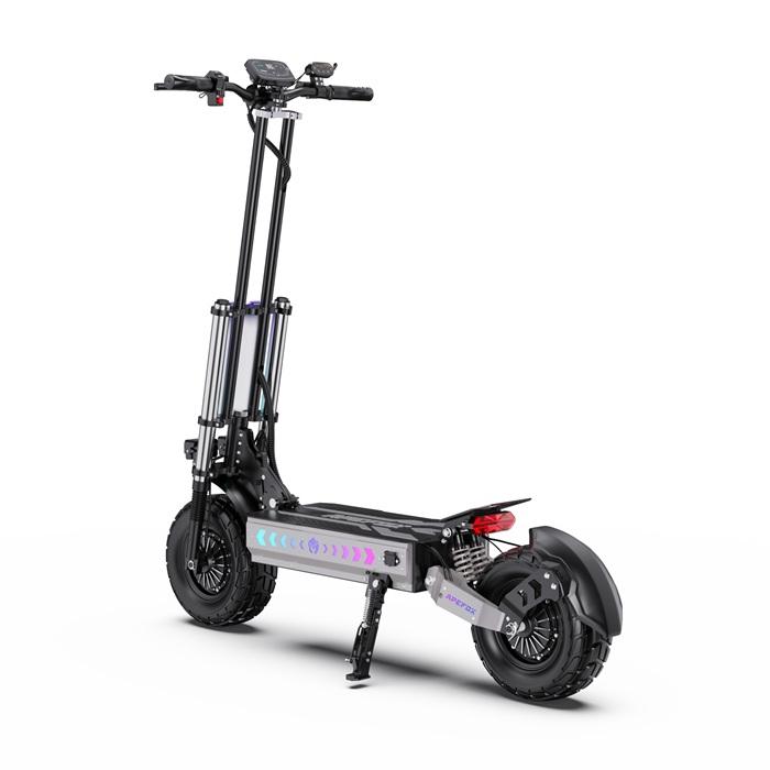 Skládací elektrická koloběžka APEFOX-T90: 85 km/h, 100 km dojezd, 60 V 31,2 Ah, Dva 2100W motory, 13palcové terénní pneumatiky