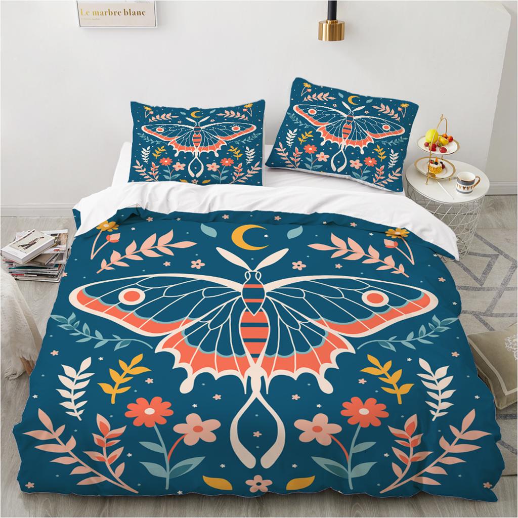 3D Printed Butterfly Duvet Cover Kit 2024 New Ultra-fine Fiber Pillowcase Beautiful Insect Colorful And Comfortable Kit