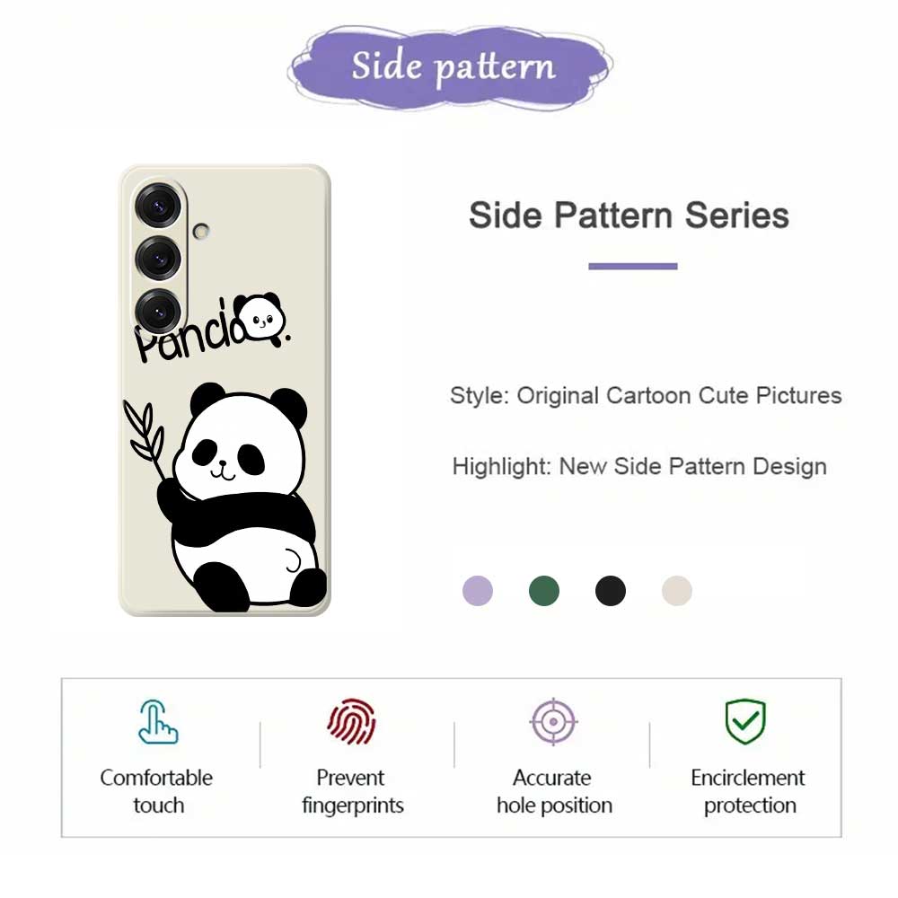 For Samsung Galaxy S25 Case Panda Pattern Printing Straight Edge TPU Phone Back Cover