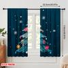 2 Stück, 2D-Flachdruckmuster Vorhänge Lebhafte Schneeflocke & Weihnachtsbaum Vielseitiger Polyesterstoff (ohne Stange) Vielseitig