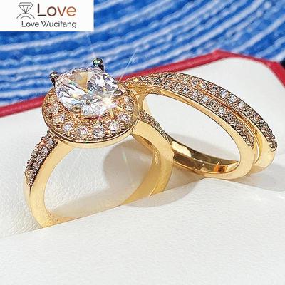 Gorgeous Pcs Set of Rings for Female Dazzling Cubic Zirconia Luxury Women Wedding Accessories Set Gold Color Jewelry