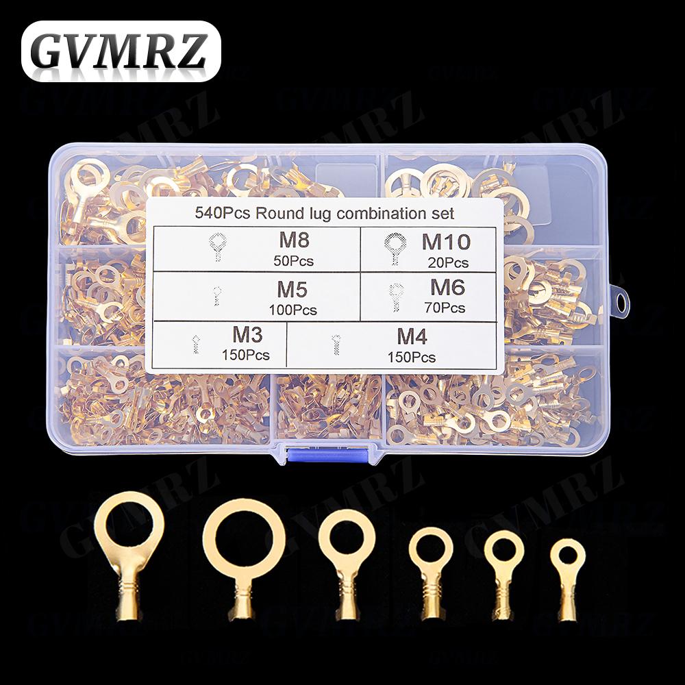 150~540PCS M3/M4/M5/M6/M8/M10 Ring Lugs Eyes Copper Crimp Terminals Cable lug Wire Connection Non Insulated Assortment Kit