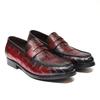 Fashion Men's Genuine Leather Penny Loafers with Handmade Alligator Pattern Slip-On Dress Shoes for Wedding Party Office Casual Loafer