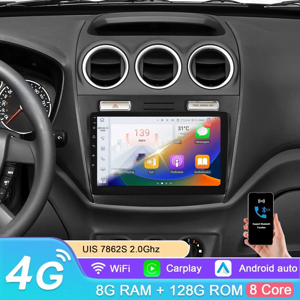 Hizpo 8 Core Carplay 4G 10.1'' Sistemas inteligentes de carro Android Rádio de carro para Ford Transit Connect 2005-2014 Tourneo Connect Tela inteligente DSP