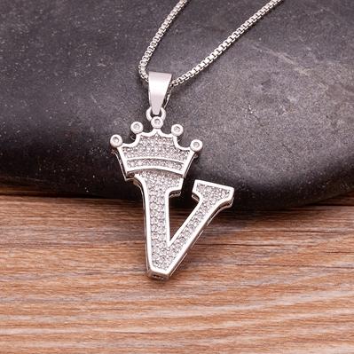 Nidin Luxury A-Z Crown Alphabet Pendant Chain Necklace Punk Style Lucky Initial Name Jewelry Fine Party Wedding Birthday Gift