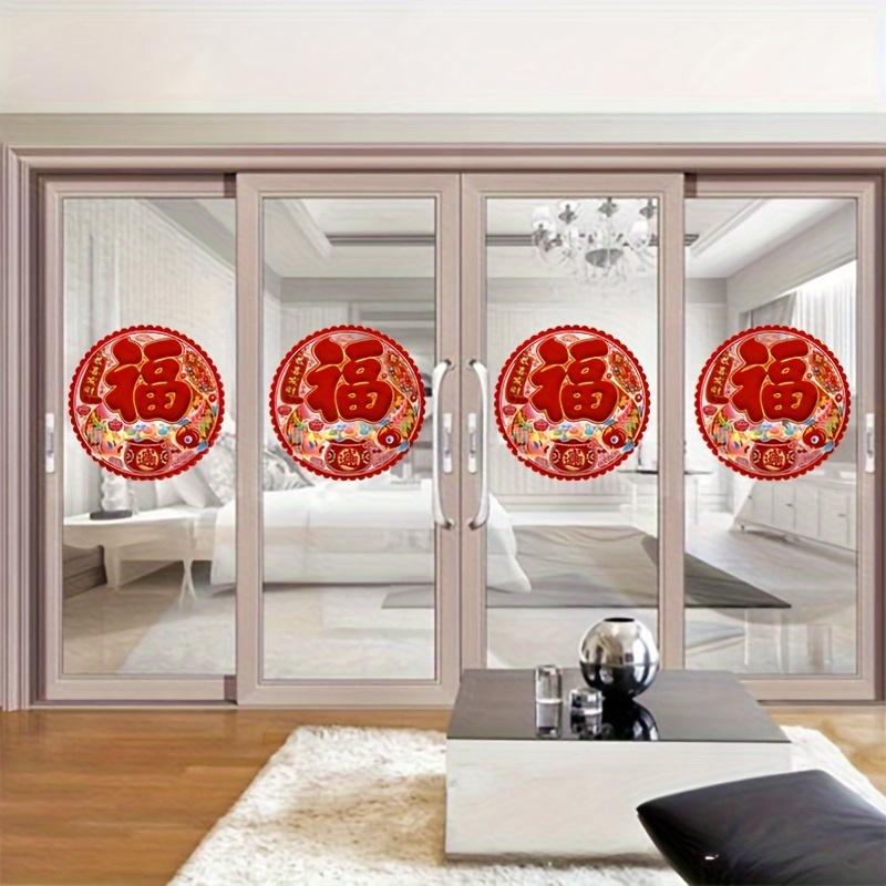 4 Stück Chinesisches Neujahr Scherenschnitt FU Zeichen Dekorative Aufkleber, Beste Wünsche für ein strahlendes und erfolgreiches neues Jahr