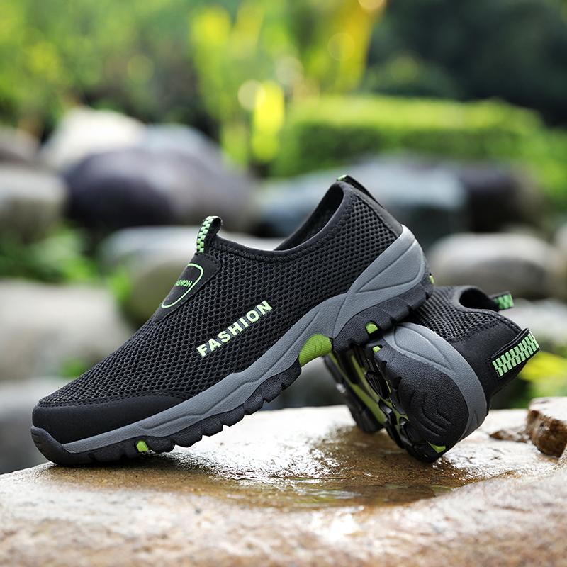 Men Breathable Sneakers New Fashion Shoes Climbing Hiking Shoes Men Outdoor Beach Shoes Mesh Shoes Mens Work Shoes Men