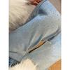 American Retro Style Star-Studded Rhinestone Jeans for Women, New Spring Design for Plus-Size Girls, High-Waisted Wide-Leg Pants