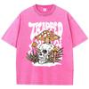 T-shirty z nadrukami grzybów rosnących w czaszkach, koszulki do prania, letnie, z okrągłym dekoltem, krótkim rękawem, modne, bawełniane, luźne koszulki
