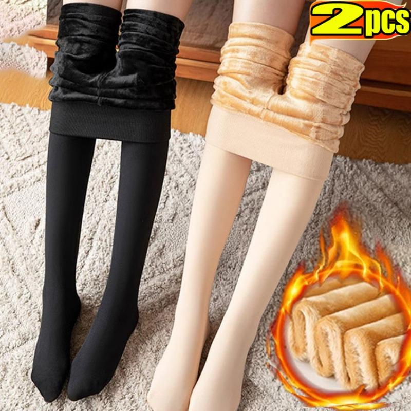 1/2Pcs Women Thermal Stockings Winter Warm Elastic Slim Fleece Tights Pantyhose Thicken Plush High Waist Leggings Stocking Pants