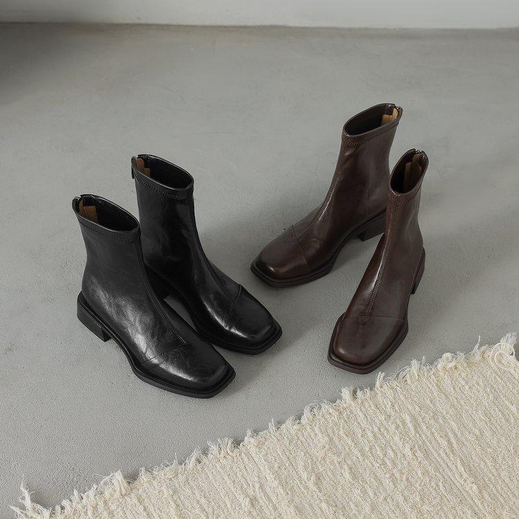 Soft leather version~ Small short boots for women in the autumn of 2025 New thick heel versatile casual fashion elastic thin boots for children
