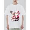 Christmas T Shirt Black Santa Claus and Deer Cartoon Print for Holiday Season