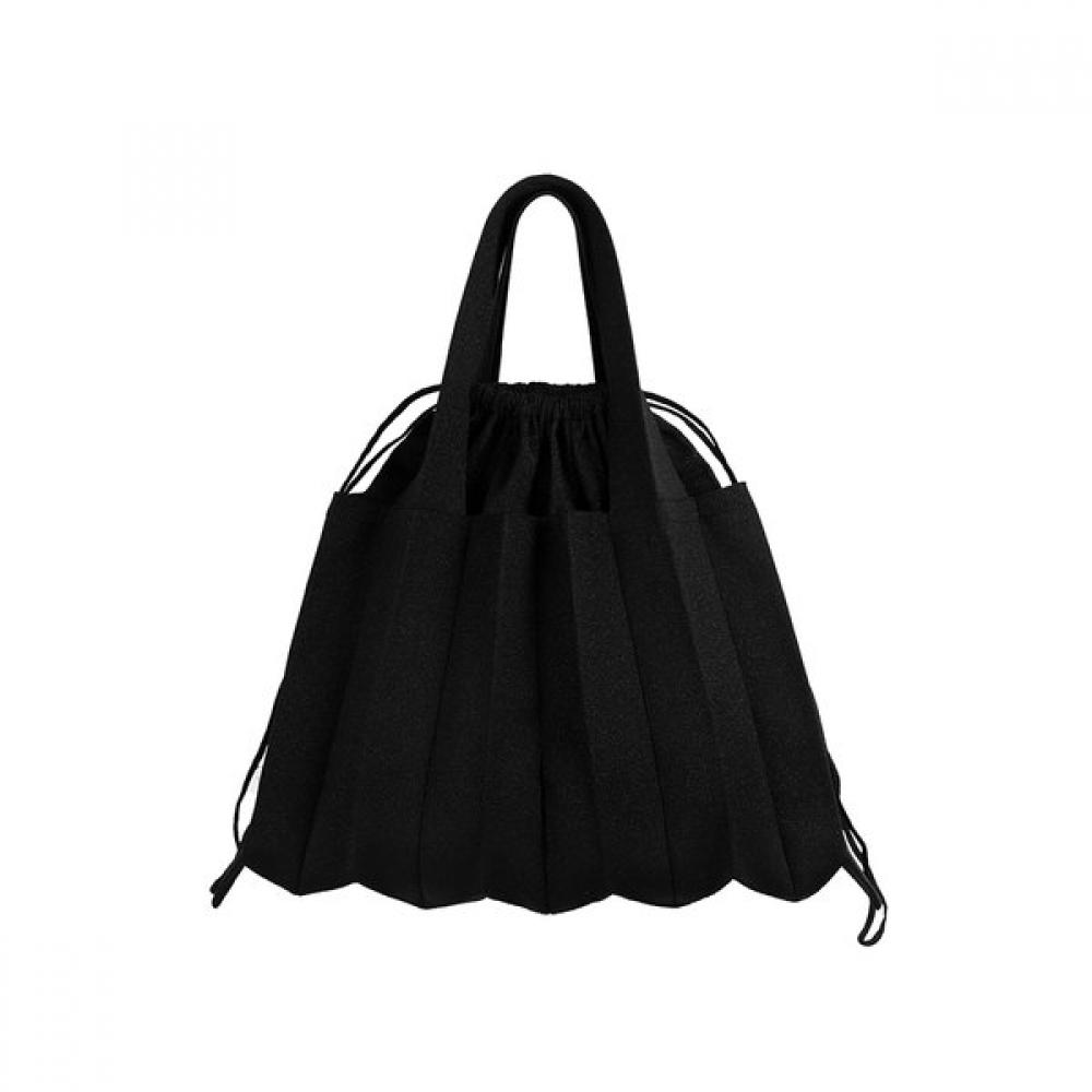 Pleatsmama Big Shoulder Bag Glitter Black