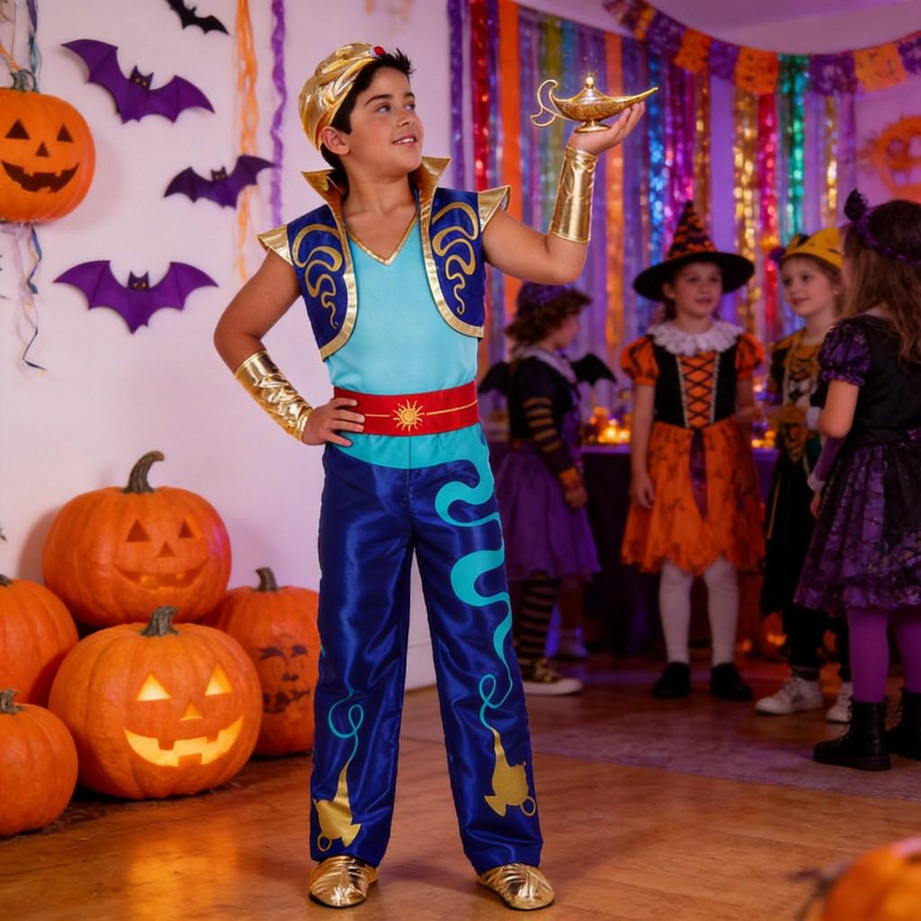Halloweenský Cosplay Kostým Aladina a Kouzelné Lampy ze Směsi Polyesteru Pro Chlapce na Divadelní Představení