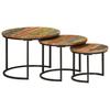  Slotted Tables, 3 Pcs., Solid Reclaimed Wood