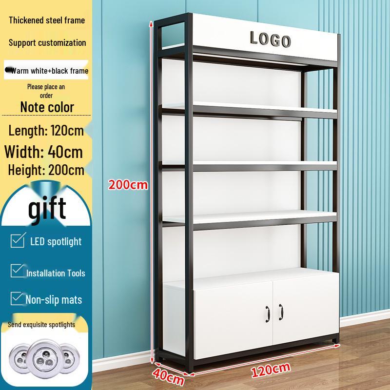 Steel-Wood Multi-Layer Floor Display Rack for Cosmetics and Baby Store