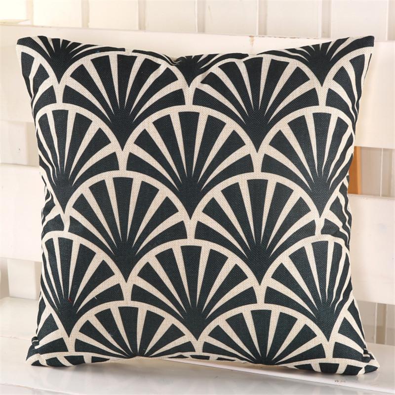 45x45cm Vintage Retro Flower Geometry Printed Home Sofa Chair Cushion Cover Cotton Linen Decorative Pillow Case