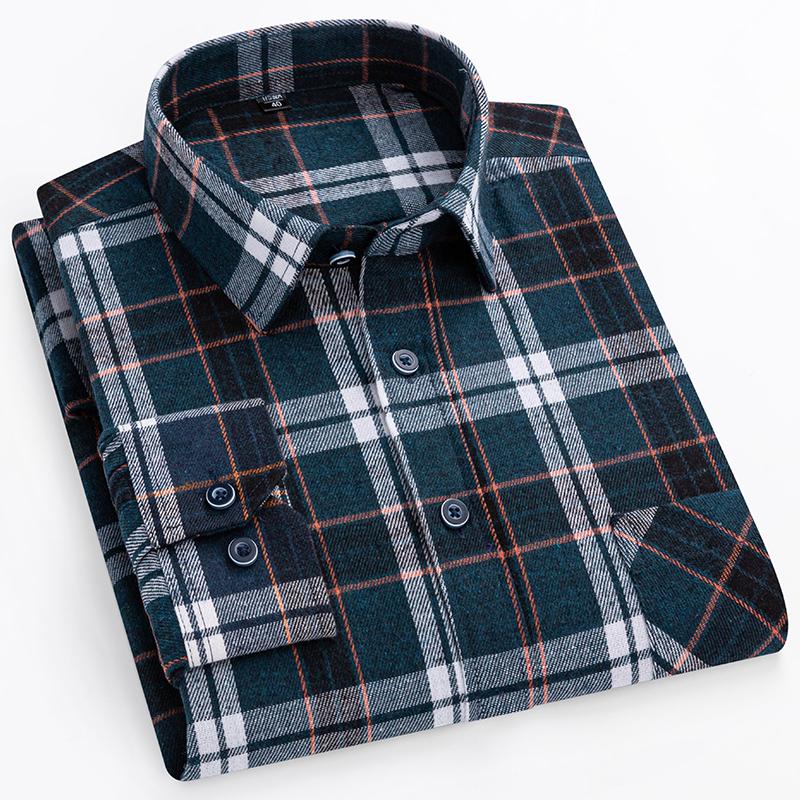 Baumwolle Kariert Lässige Langarmhemden Für Herren M-11XL Übergröße Winter Warm Flanell Schicke Kleidung Business Smart Dress Shirts Top