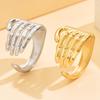 18K Gold Punk Boyfriend Style Open Stainless Steel Ring with Unique Hand Design