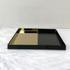 Nordische moderne Desktop-Aufbewahrung, Metalldekoration, schwarzes quadratisches Tablett, längliches zweifarbiges Aufbewahrungstablett, Musterzimmer-Ornamente