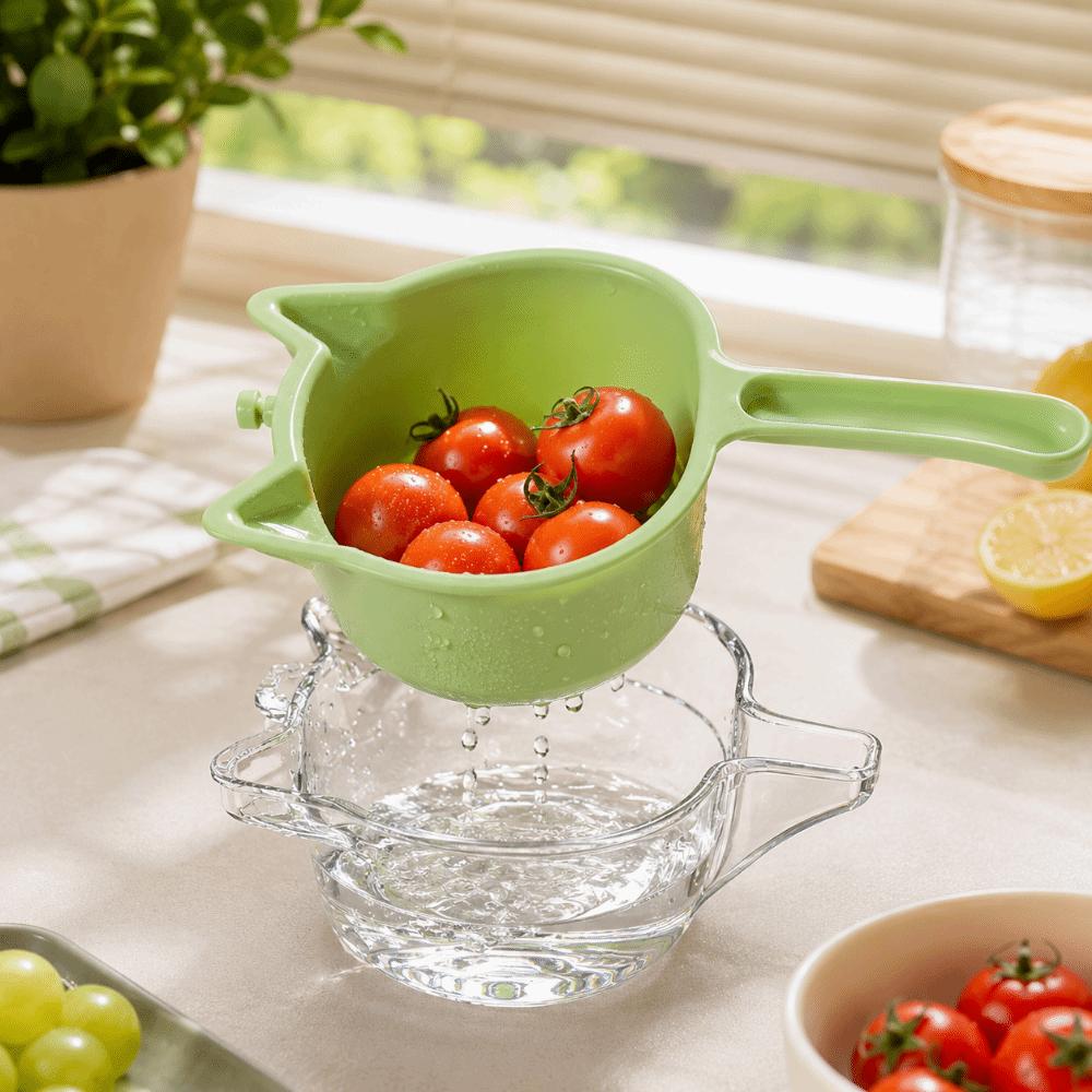 Large Capacity Fruit Washing Drain Basket 2-IN-1 Fruit Clean Colander  Family Gathering