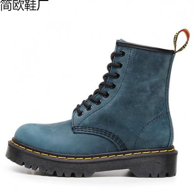 Martin Boots High-top Tooling Boots Women's Head Layer Crazy Horse Green Short Boots Men's and Women's Leather Boots Round Head