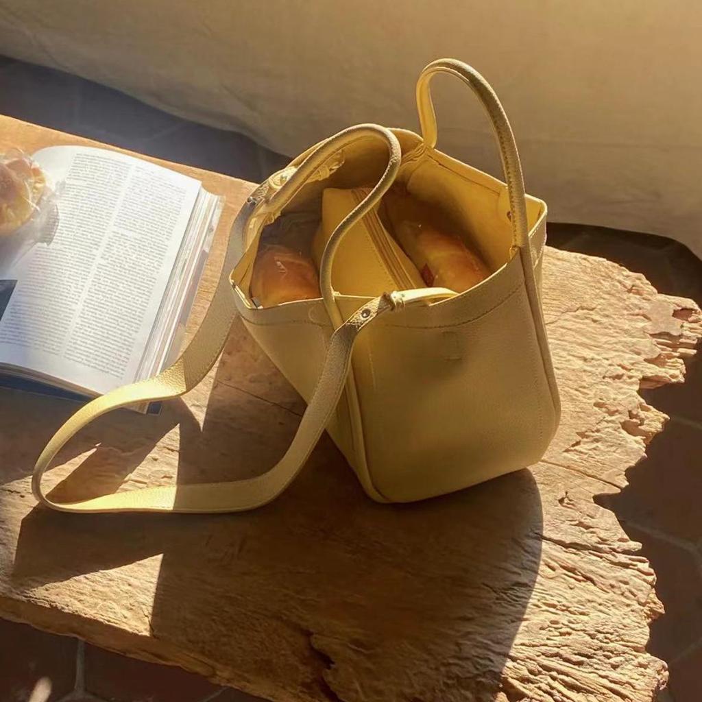 2024 Fashion Lychee Grain Vegetable Basket Handbag: Versatile Retro Shoulder and Crossbody Commuter Bag for Women