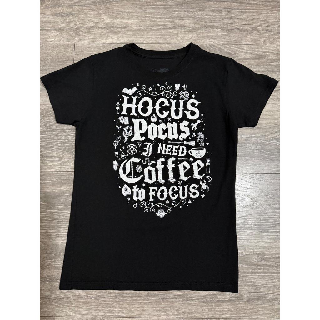 teeVillain Hocus Pocus Tee S I Need Coffee To Focus Black 100% Cotton Mystical