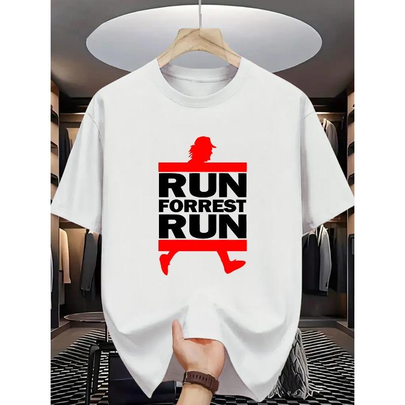 

European size Run Forrest Run Print Short-Sleeve T-Shirt, a Classic Movie Theme, Perfect for Running Enthusiasts And Sports Lovers S белый