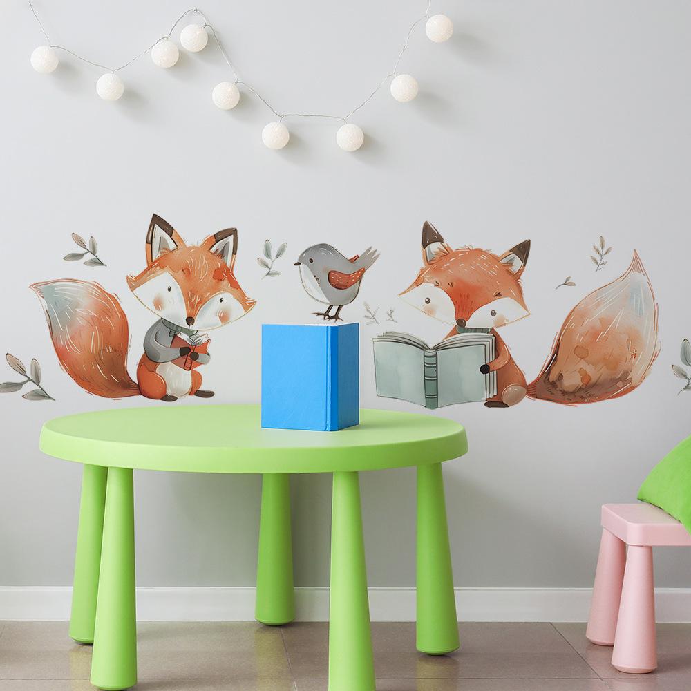 Fuchs Lesen Schlafzimmer Wohnzimmer Studie Hintergrund Landschaftsbau Wand Aufkleber Selbst-adhesive