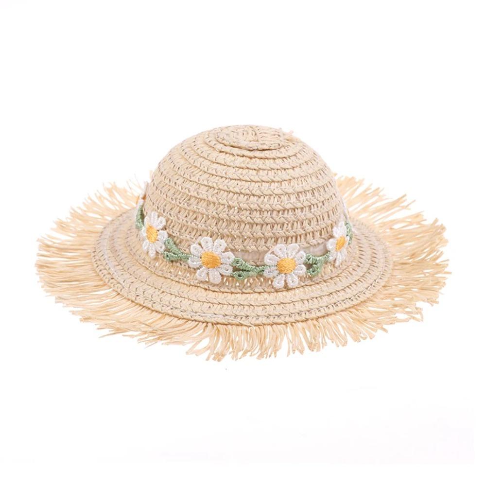 New Daisy Doll Straw Hat Handmade Design Miniature Size Dollhouse Hat DIY Sun Protection Doll House Miniature Doll Accessories