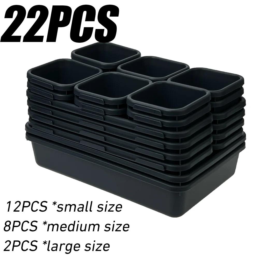 8/22/32pcs Tool Organizer Box Tray Dividers Set Workbench Cabinet Bins Tool Chest Drawer Organization Garage Hardware Tool Tray