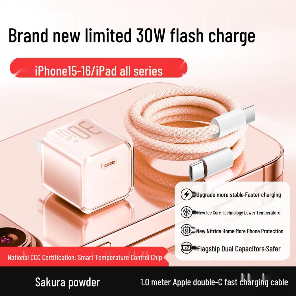 Compatible Gallium Nitride Charger for iPhone 12–15 Pro Max, 16, and 14 Plus PD Fast Charging