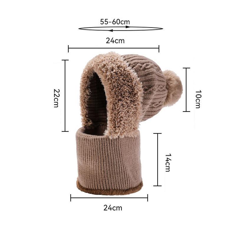 High Stretch Solid Color Knitted Mask Scarf All-In-One Hat Women's Winter Cycling Windproof Warm Hat