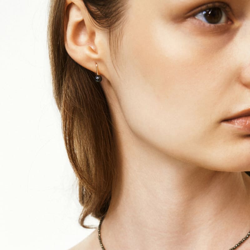 LUNNE 14k Hematite Gemstone Hook Earrings (14k Gold) #LFE31