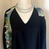 Used No.329 Original Work Black Tomesode Remake Bud Bolero & Stole M~2L Size Length 50