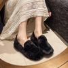 Fashion Women's Retro Plush Casual Shallow Mouth Warm Loafer 2025 Winter New Fashion Versatile Soft Comfortable Cotton Flat Single Shoes