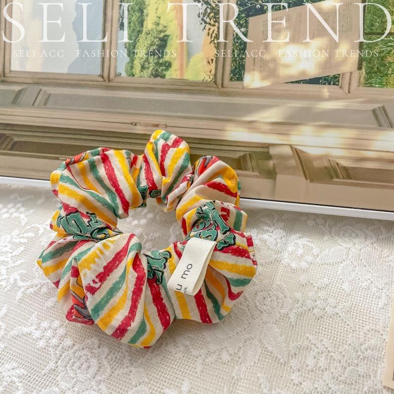 Scrunchie Multi Styles Floral Plaid Soft Fabric Minimalist Versatile Women Hair Tie Hair Accessories